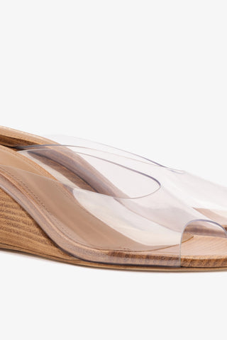 Vivi Wedge Mule In Clear Vinyl Womens - Shoes - Mules Larroudé