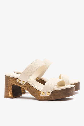 Larroudé x Kenneth Cole: Sandal Ivory Leather Sandal Larroudé x Kenneth Cole