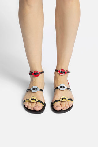 Tinx Flat Sandal In Black Leather Flat - Sandal Larroudé