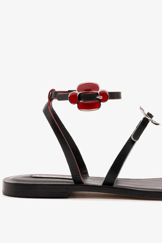 Tinx Flat Sandal In Black Leather