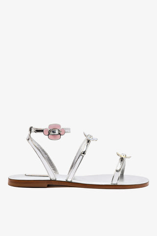 Tinx Flat Sandal In Silver Specchio