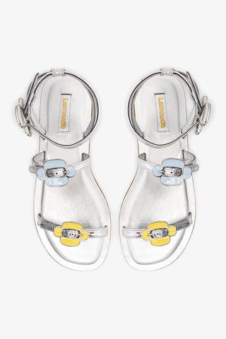 Tinx Flat Sandal In Silver Specchio