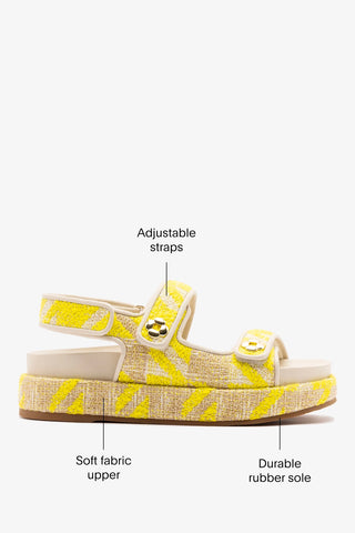 Jetty Sandal Yellow Printed Fabric Sandal Larroudé