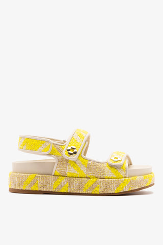 Jetty Sandal Yellow Printed Fabric Sandal Larroudé