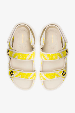 Jetty Sandal Yellow Printed Fabric Sandal Larroudé