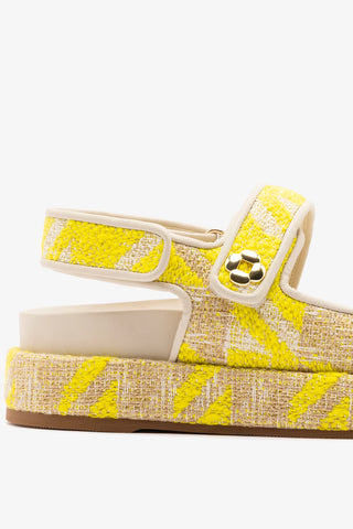 Jetty Sandal Yellow Printed Fabric Sandal Larroudé
