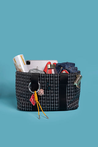 Americana Tote Bag In Black Milano Tweed