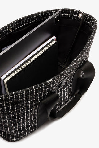 Americana Tote Bag In Black Milano Tweed