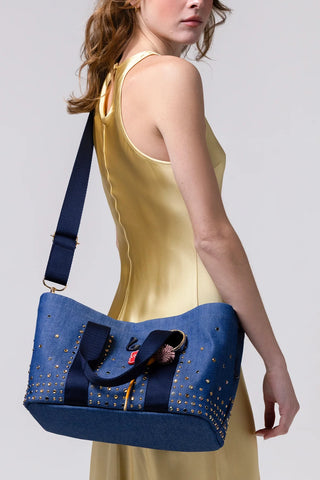 Americana Tote Bag Blue Denim Bag Larroudé
