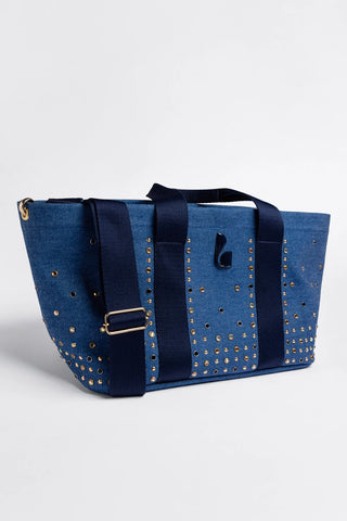 Americana Tote Bag Blue Denim Bag Larroudé
