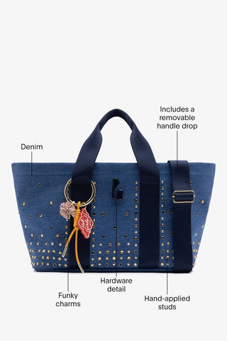 Americana Tote Bag Blue Denim Bag Larroudé