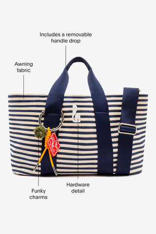 Americana Tote Bag In Indigo And Natural Awning Stripe