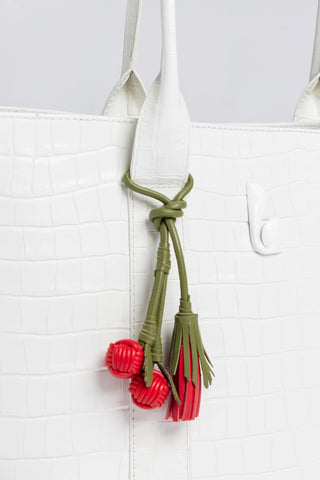 City Tote Bag White Croco Leather Bag Larroudé