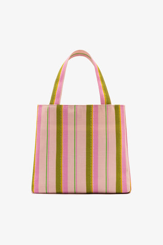 Poppy Mini Tote Bag In Tulip And Emerald Raffia