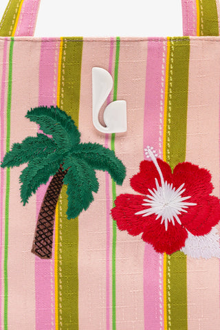 Poppy Mini Tote Bag In Tulip And Emerald Raffia