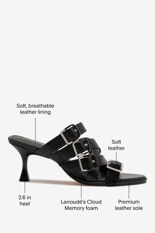 Patti Mule In Black Leather Mule Larroudé