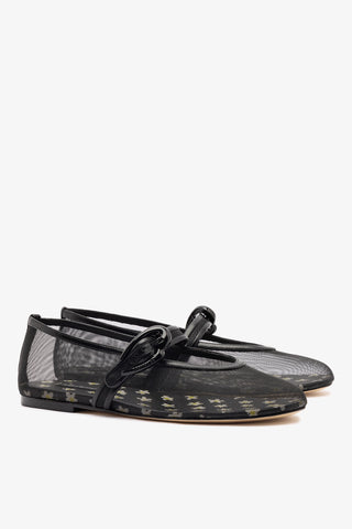 Verona Mesh Ballet Flat In Black Mesh and Leather Ballet Larroudé