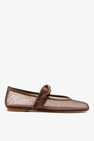 Verona Mesh Ballet Flat Burnt Umber Leather Flat Larroudé