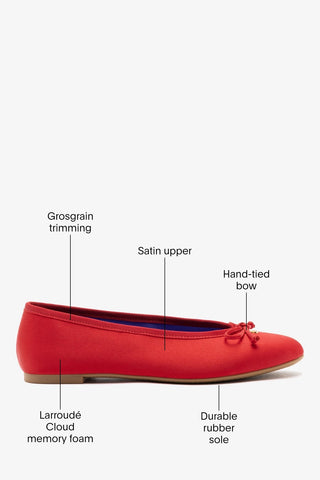 Pavlova Ballet Flat Cherry Satin Ballet Larroudé