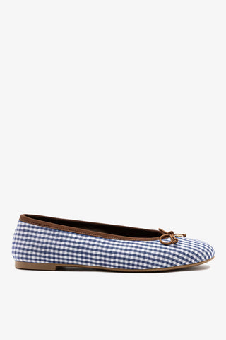 Pavlova Ballet Flat Dark Blue Gingham Flat Sheridan Cox by Larroudé