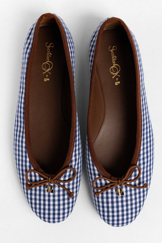 Pavlova Ballet Flat Dark Blue Gingham Flat Sheridan Cox by Larroudé