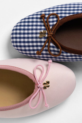 Pavlova Ballet Flat Dark Blue Gingham Flat Sheridan Cox by Larroudé