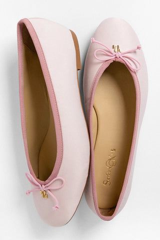 Pavlova Ballet Flat Strawberry Cream Satin Flat Sheridan Cox by Larroudé