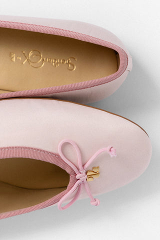 Pavlova Ballet Flat Strawberry Cream Satin Flat Sheridan Cox by Larroudé