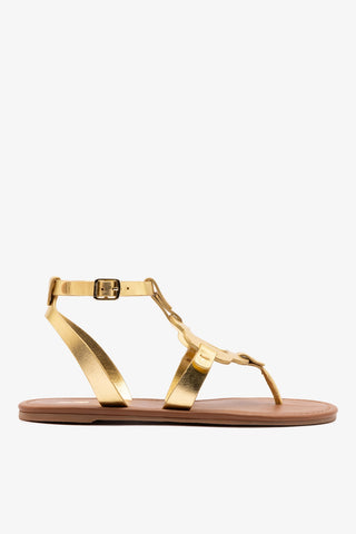Margherita Sandal In Metallic Gold Leather