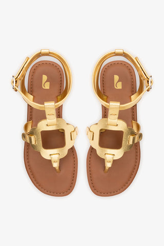 Margherita Sandal In Metallic Gold Leather