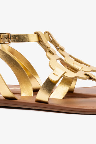 Margherita Sandal In Metallic Gold Leather