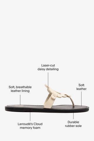 Margherita Thong Sandal In Ivory Leather Flat - Sandal Larroudé