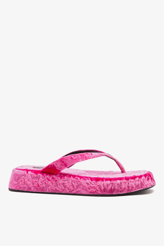 Roxy Thong Sandal Pink Velvet Mule Larroudé