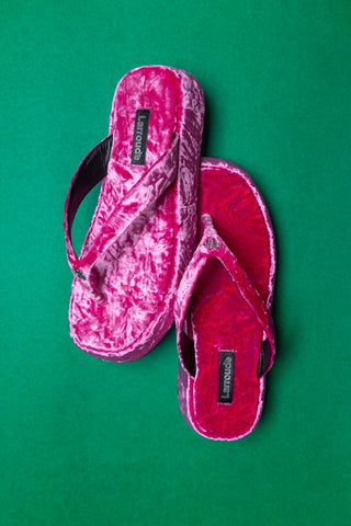 Roxy Thong Sandal Pink Velvet Mule Larroudé