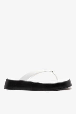 Roxy Thong Sandal Black and White Leather Mule Larroudé