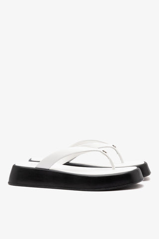 Roxy Thong Sandal Black and White Leather Mule Larroudé