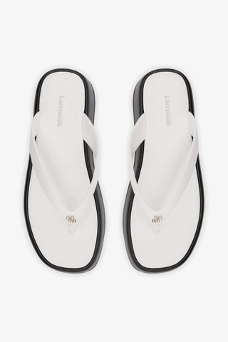 Roxy Thong Sandal Black and White Leather Mule Larroudé