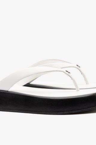 Roxy Thong Sandal Black and White Leather Mule Larroudé