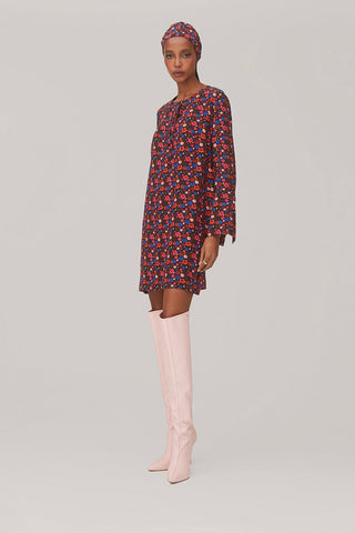 Dede Tunic Dress In Black Floral Silk Clothing Larroudé x Jonathan Cohen