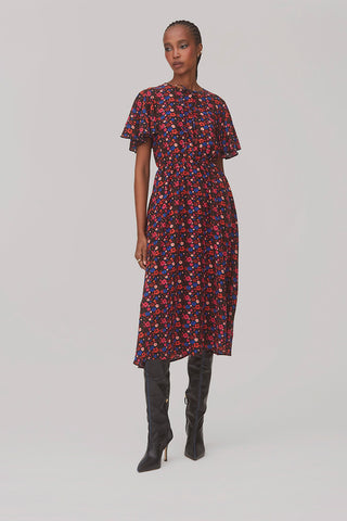 Nicole Dress In Black Floral Silk Clothing Larroudé x Jonathan Cohen