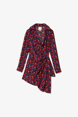 Sashi Wrap Dress In Black Floral Silk