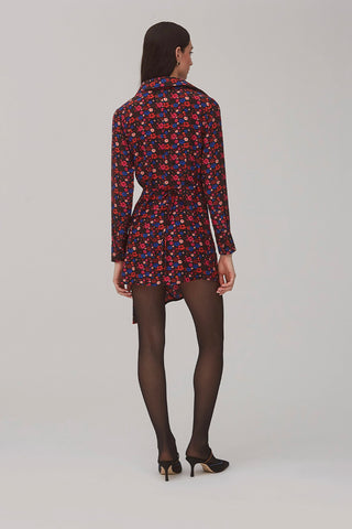 Sashi Wrap Dress In Black Floral Silk Clothing Larroudé x Jonathan Cohen