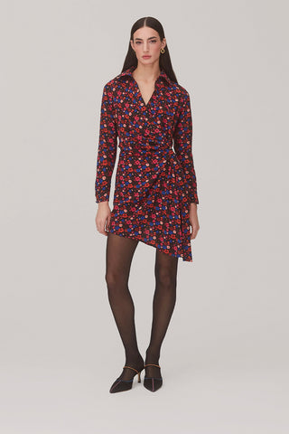 Sashi Wrap Dress In Black Floral Silk Clothing Larroudé x Jonathan Cohen