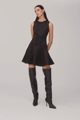 Sarah Dress In Black Satin Clothing Larroudé x Jonathan Cohen