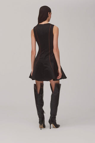 Sarah Dress In Black Satin Clothing Larroudé x Jonathan Cohen