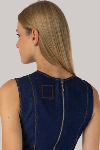 Sarah Dress Blue Denim Clothing Larroudé x Jonathan Cohen