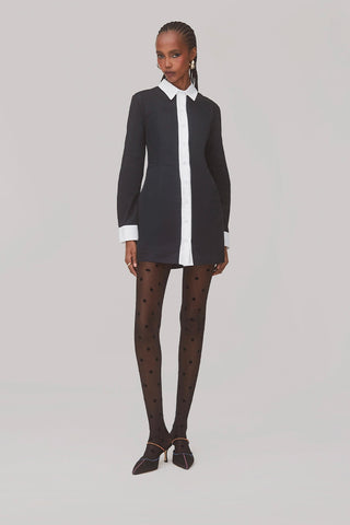 Annie Bustier Dress In Black and White Percale Clothing Larroudé x Jonathan Cohen