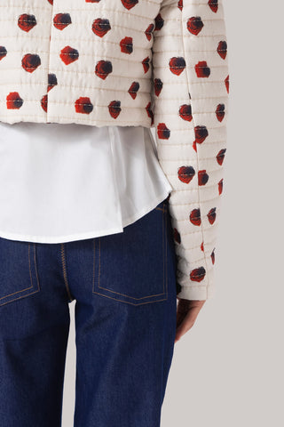 Gloria Cropped Jacket White Floral Cotton Clothing Larroudé x Jonathan Cohen