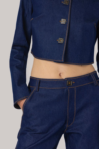 Carola Pant Blue Denim Clothing Larroudé x Jonathan Cohen