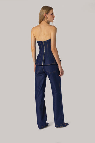 Claire Bustier Blue Denim Clothing Larroudé x Jonathan Cohen
